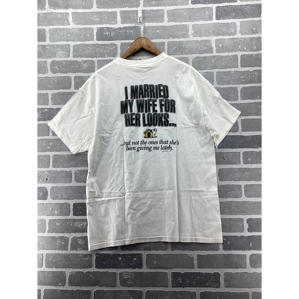 Big Dogs Mens Large White Graphic T-Shirt Married My Wife For Her Looks
